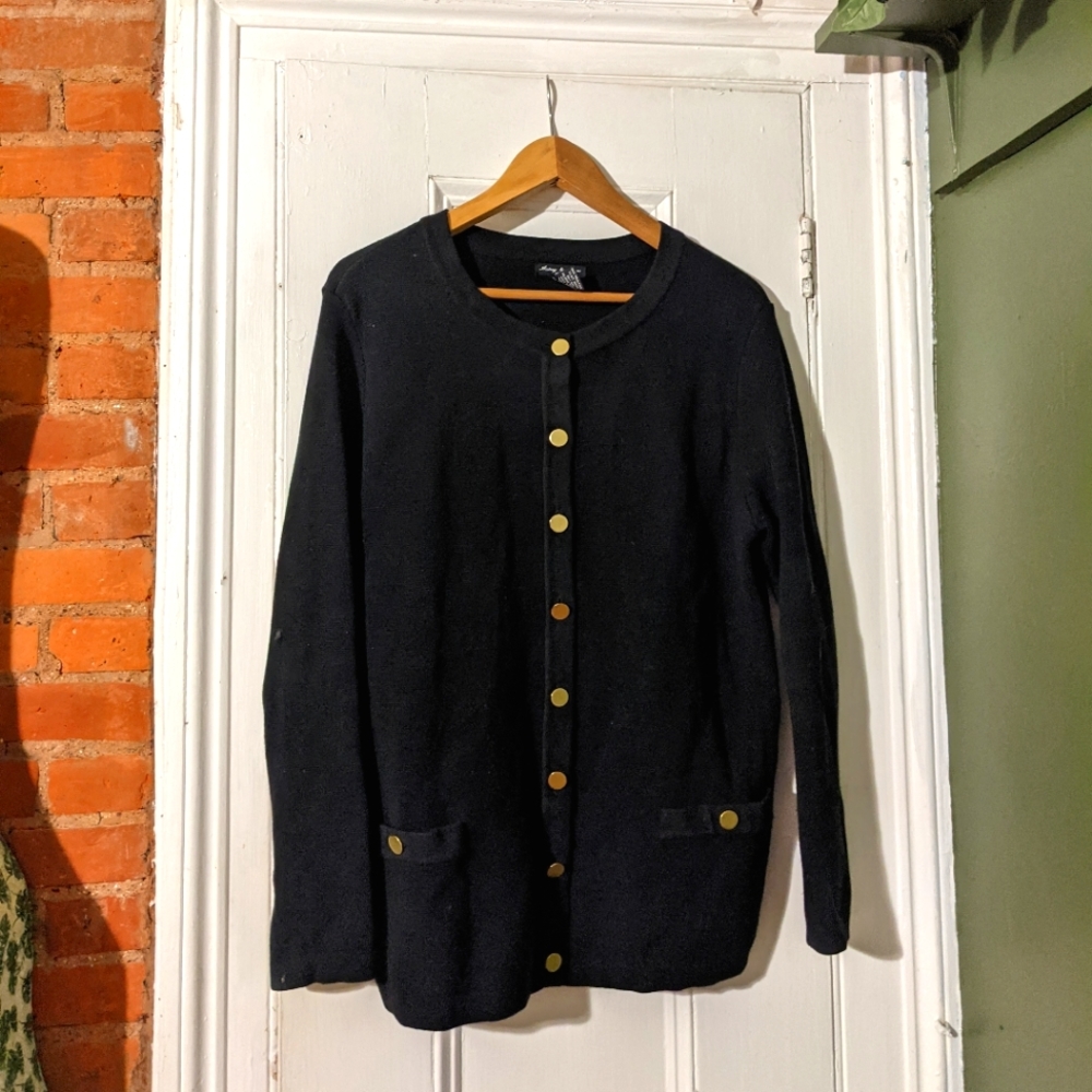 Audrey & Grace  Black Button Up Cardigan